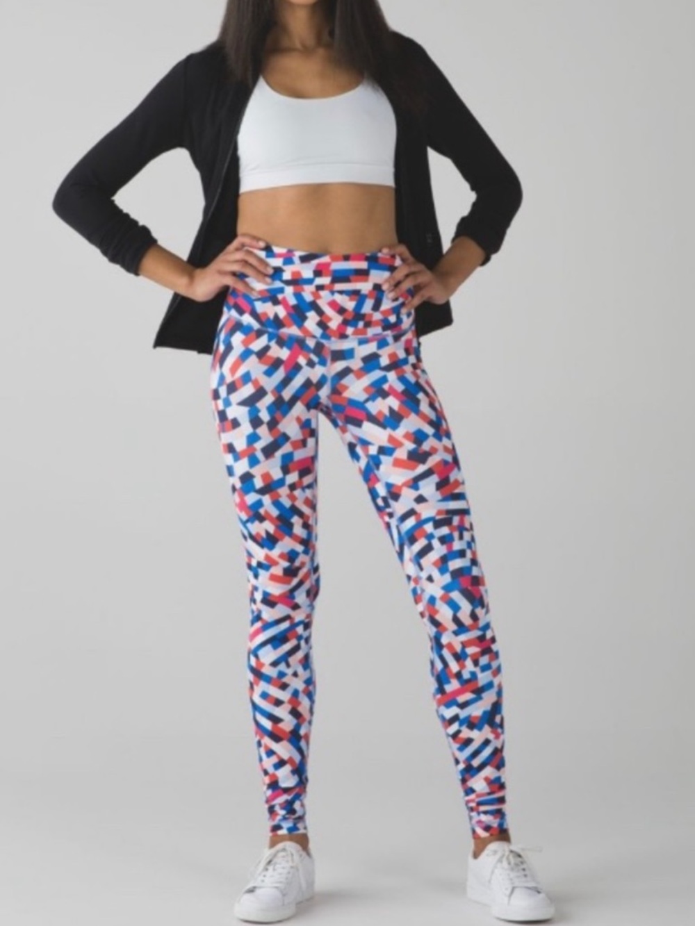 lululemon athletica Blue, Red & White Geometric Leggings